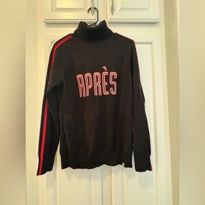 Krimson Klover Black Turtleneck Sweater with Red & White Trim